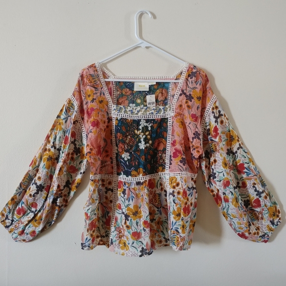 Anthropologie Tops - Floral Peasant Blouse
